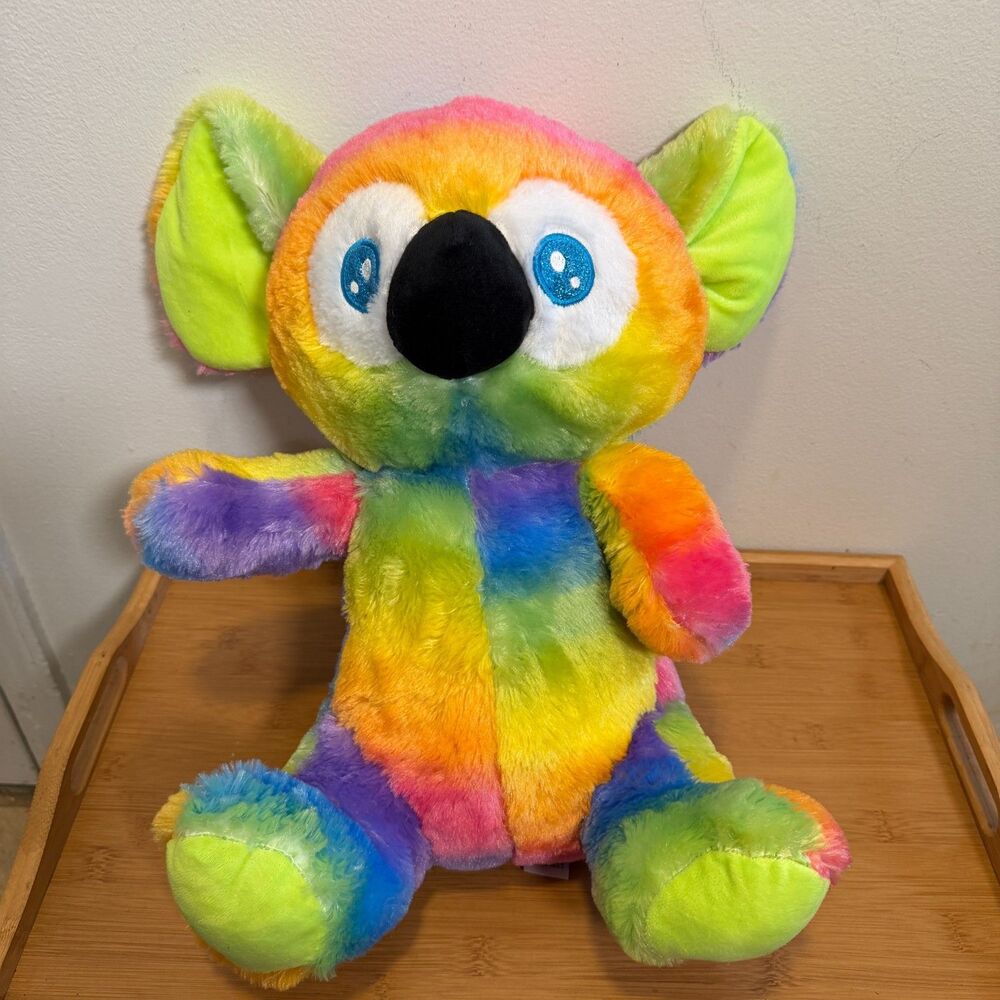 BJ Toy Co Rainbow Koala Plush 16" Tie Dye Stuffed Animal Bright Color 2023